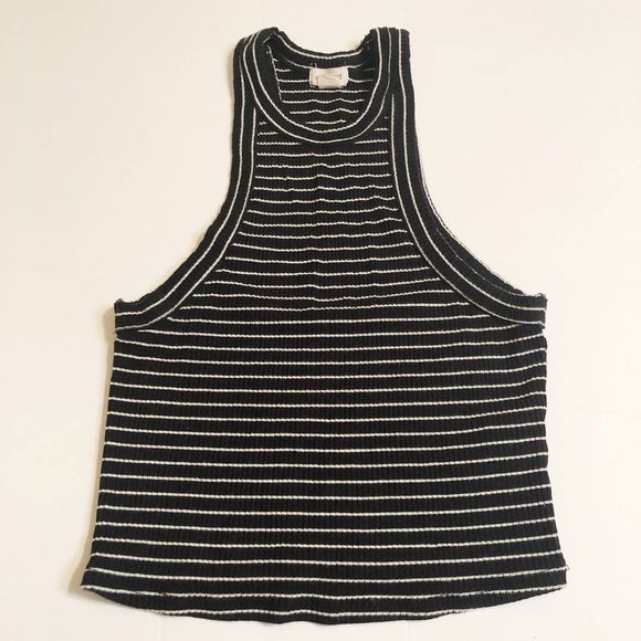 Garage Ribbed Striped B/W Crop Top - Picture 1 of 4